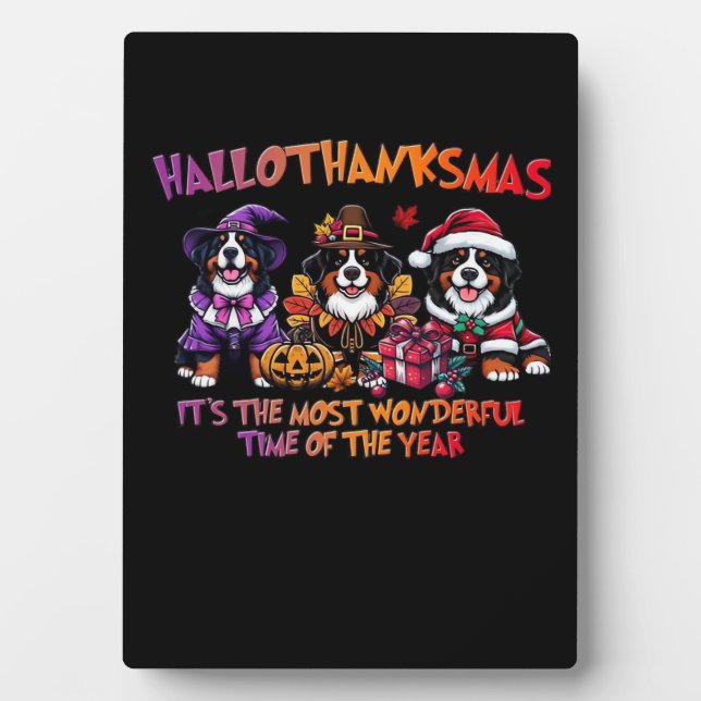 Bernese Mountain Dog Halloween Thanksgiving Christ Plaque (Front)
