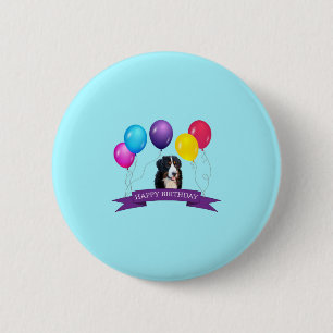 Bernese Mountain Dog Happy Birthday 6 Cm Round Badge