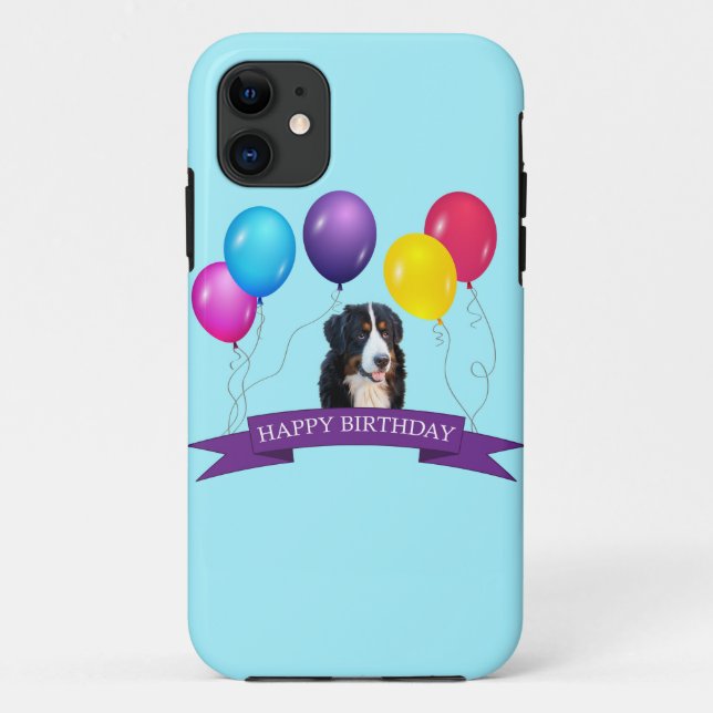Bernese Mountain Dog Happy Birthday Case-Mate iPhone Case (Back)
