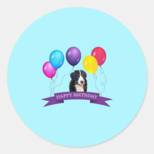 Bernese Mountain Dog Happy Birthday Classic Round Sticker