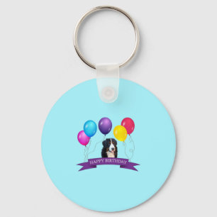 Bernese Mountain Dog Happy Birthday Key Ring