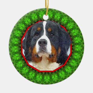 Bernese Mountain Dog Happy Howliday Ceramic Tree Decoration