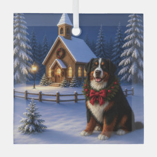 Bernese Mountain Dog Holiday Glass Tree Decoration