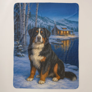 Bernese Mountain Dog Holiday Sherpa Blanket