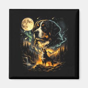 Bernese mountain dog howling moon vintage 90s dog magnet