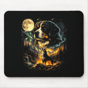 Bernese mountain dog howling moon vintage 90s dog mouse mat