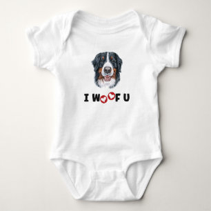 Bernese Mountain Dog I Woof You Baby Bodysuit