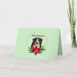 Bernese Mountain Dog in a Holiday Wreath Card
