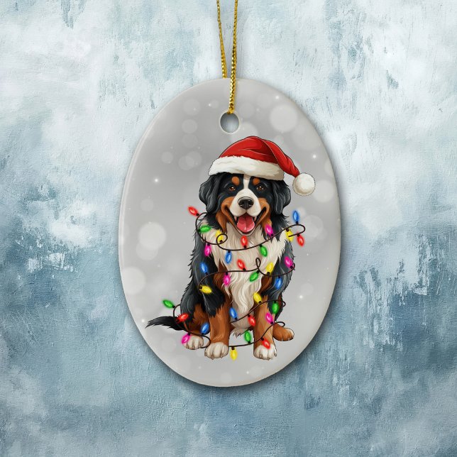 Bernese Mountain Dog in Christmas Lights  Ceramic Tree Decoration (Creator Uploaded)