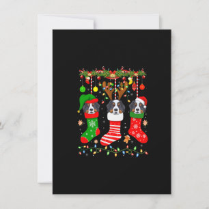 Bernese Mountain Dog In Christmas Socks Lights Xma Invitation