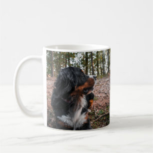 bernese mountain dog in forest coffee mug