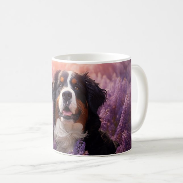 Bernese Mountain Dog in lavenders Coffee Mug (Front Right)