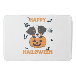 Bernese Mountain Dog In Pumpkin Dogs Happy Bath Mat