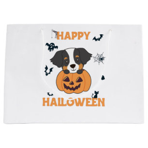 Bernese Mountain Dog In Pumpkin Dogs Happy Large Gift Bag