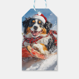 Bernese Mountain Dog in Sledge Christmas Gift Tags