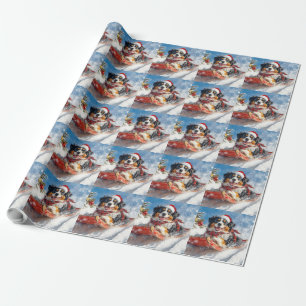 Bernese Mountain Dog in Sledge Christmas Wrapping Paper