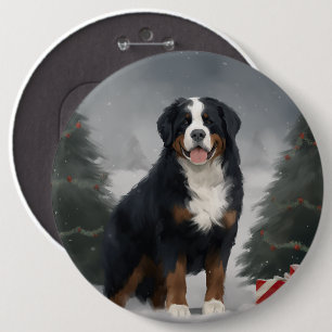 Bernese Mountain Dog in Snow Christmas  6 Cm Round Badge