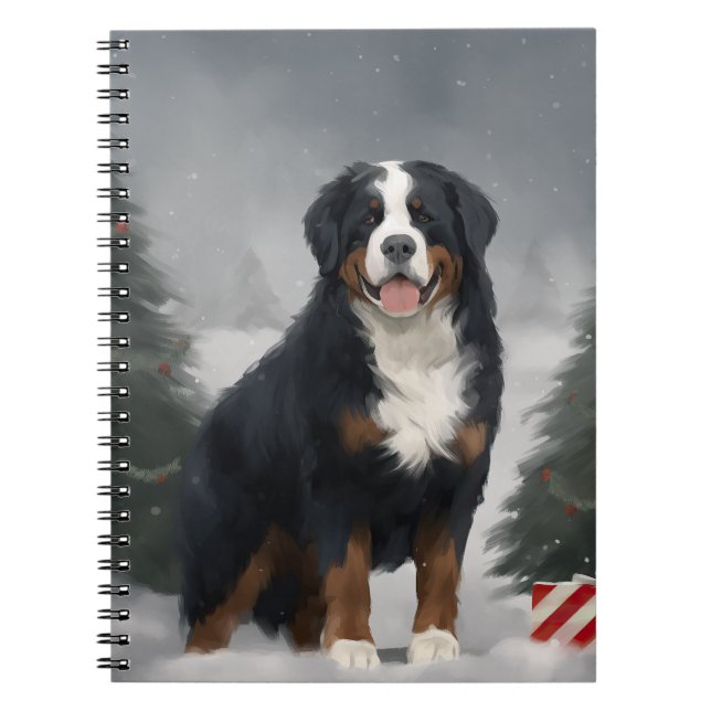 Bernese Mountain Dog in Snow Christmas  Notebook (Front)