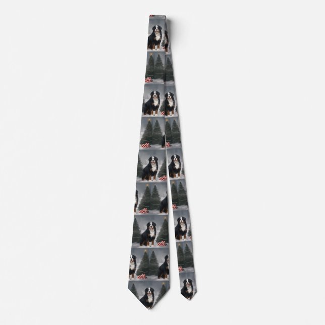 Bernese Mountain Dog in Snow Christmas  Tie (Front)