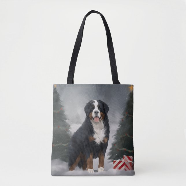 Bernese Mountain Dog in Snow Christmas  Tote Bag (Front)