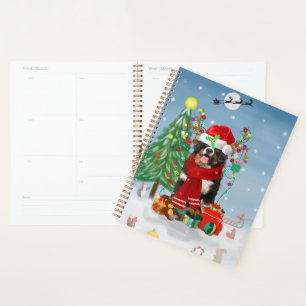 Bernese Mountain Dog in Snow with Christmas Gifts Planner