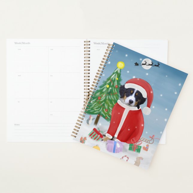 Bernese Mountain Dog in Snow with Christmas Gifts  Planner (Display)