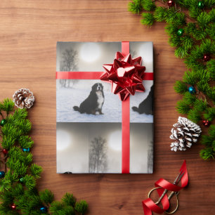 bernese mountain dog in snow wrapping paper