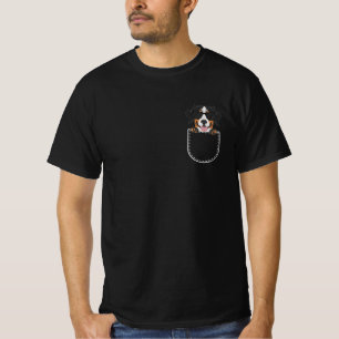 Bernese Mountain Dog In The Breast Pocket T-Shirt