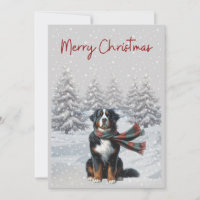 Bernese Mountain Dog in the Snow Christmas card