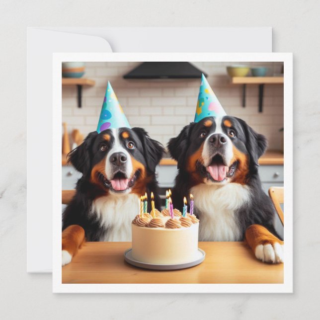 Bernese Mountain dog invitation, Dog birthday  Invitation (Front)