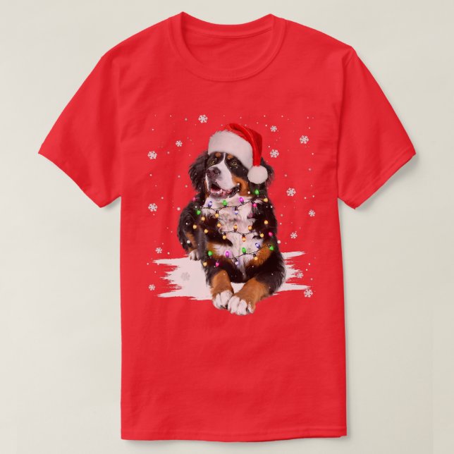 Bernese Mountain Dog Lights Christmas Matching Fam T-Shirt (Design Front)