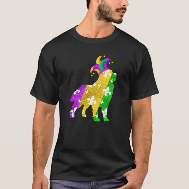 Bernese Mountain Dog Mardi Gras Carnivals Funny Pu T-Shirt (Front)