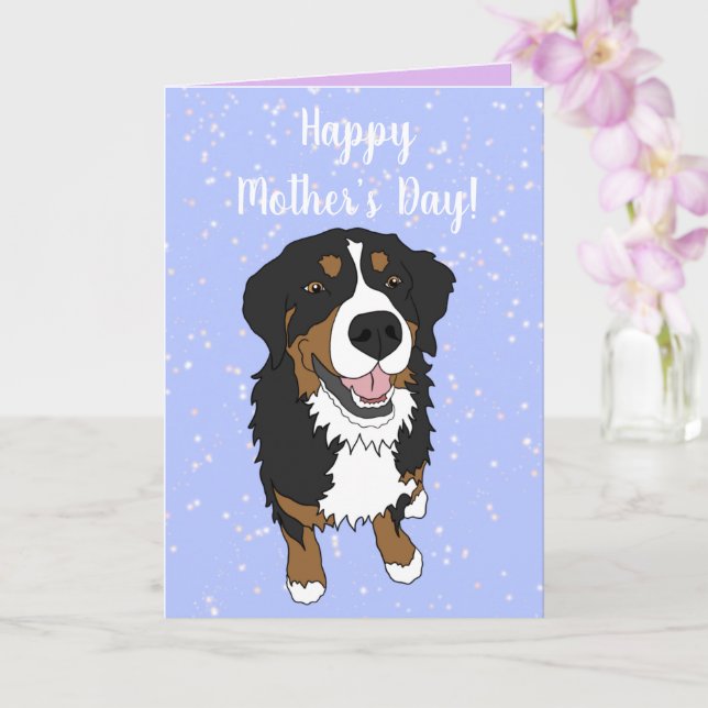 Bernese Mountain Dog Mother’s Day  Card (Orchid)