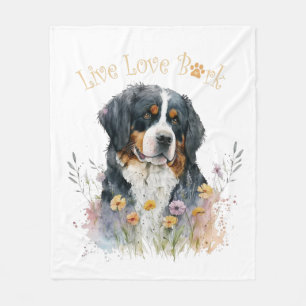 Bernese Mountain Dog Mum Floral Fleece Blanket