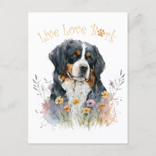 Bernese Mountain Dog Mum Floral Postcard