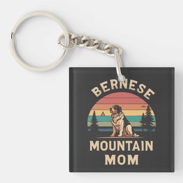 Bernese Mountain Dog Mum Love Keychain Gift (Front)