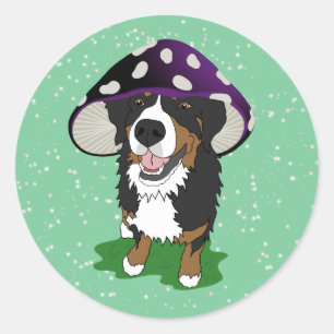 Bernese Mountain Dog Mushroom Cap Classic Round Sticker