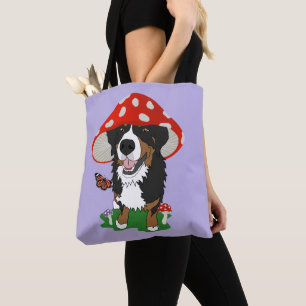 Bernese Mountain Dog Mushroom Cap  Tote Bag