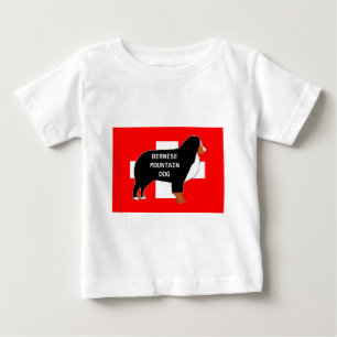 bernese mountain dog name silhouette on flag rust. baby T-Shirt