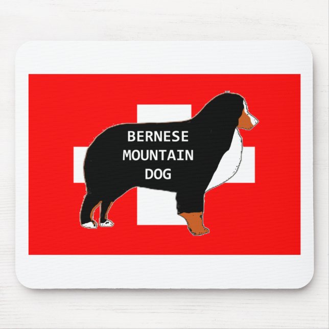 bernese mountain dog name silhouette on flag rust. mouse mat (Front)