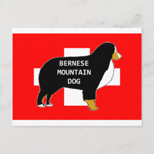 bernese mountain dog name silhouette on flag tan.p postcard