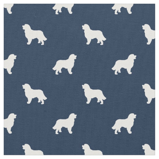 Bernese Mountain Dog navy blue silhouette Fabric (Close Up)