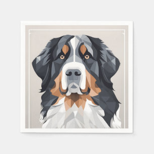 Bernese mountain dog on a grey background napkin