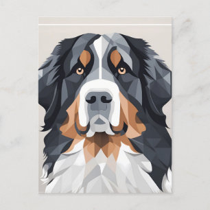 Bernese mountain dog on a grey background postcard