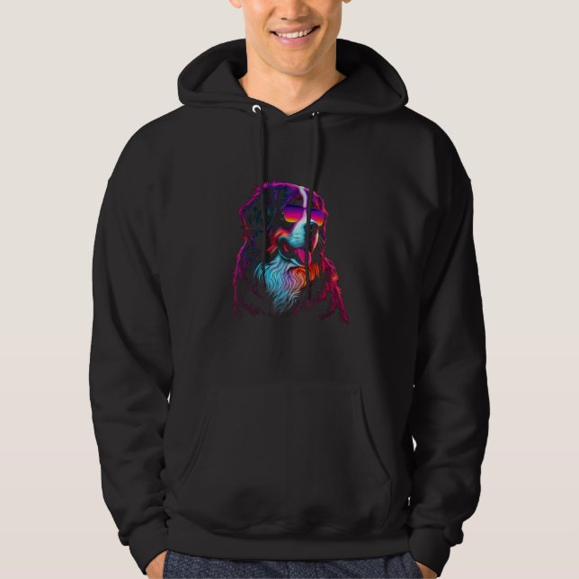 Bernese Mountain Dog owner Vaporwave Notorious DJ Hoodie (Front)