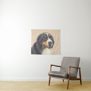 Bernese Mountain Dog Painting - Cute Original Do Tapestry