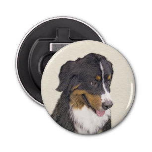 Bernese Mountain Dog Painting - Original Dog Art Bottle Opener