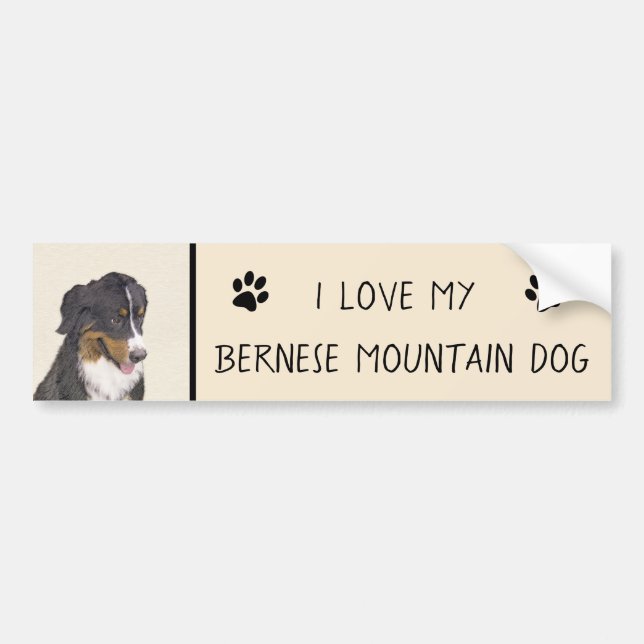Bernese Mountain Dog Painting - Original Dog Art Bumper Sticker (Front)