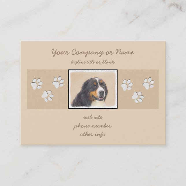 Bernese Mountain Dog Painting - Original Dog Art Business Card (Front)