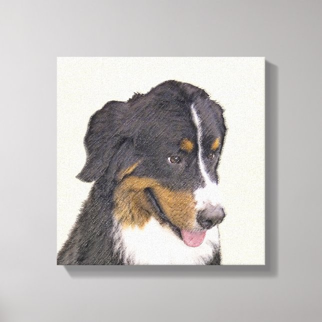 Bernese Mountain Dog Painting - Original Dog Art Canvas Print (Front)